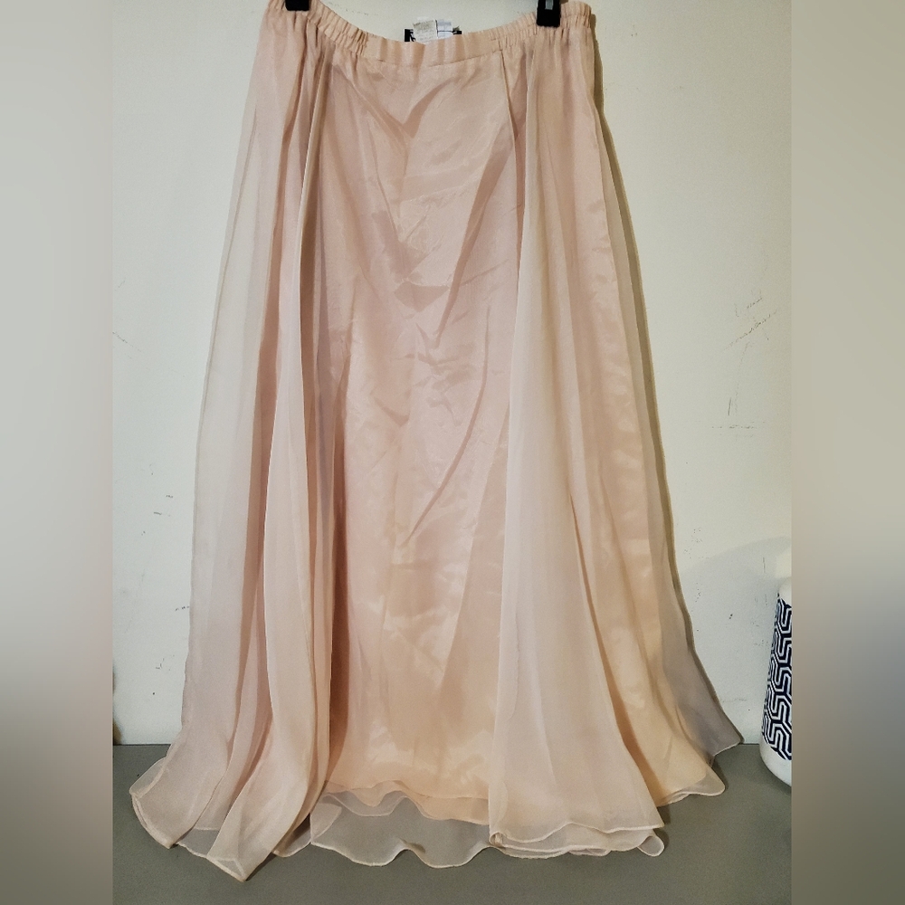 Vintage Alex Evenings Blush Pink Chiffon Maxi Skirt Evening Wedding Flowy Formal
